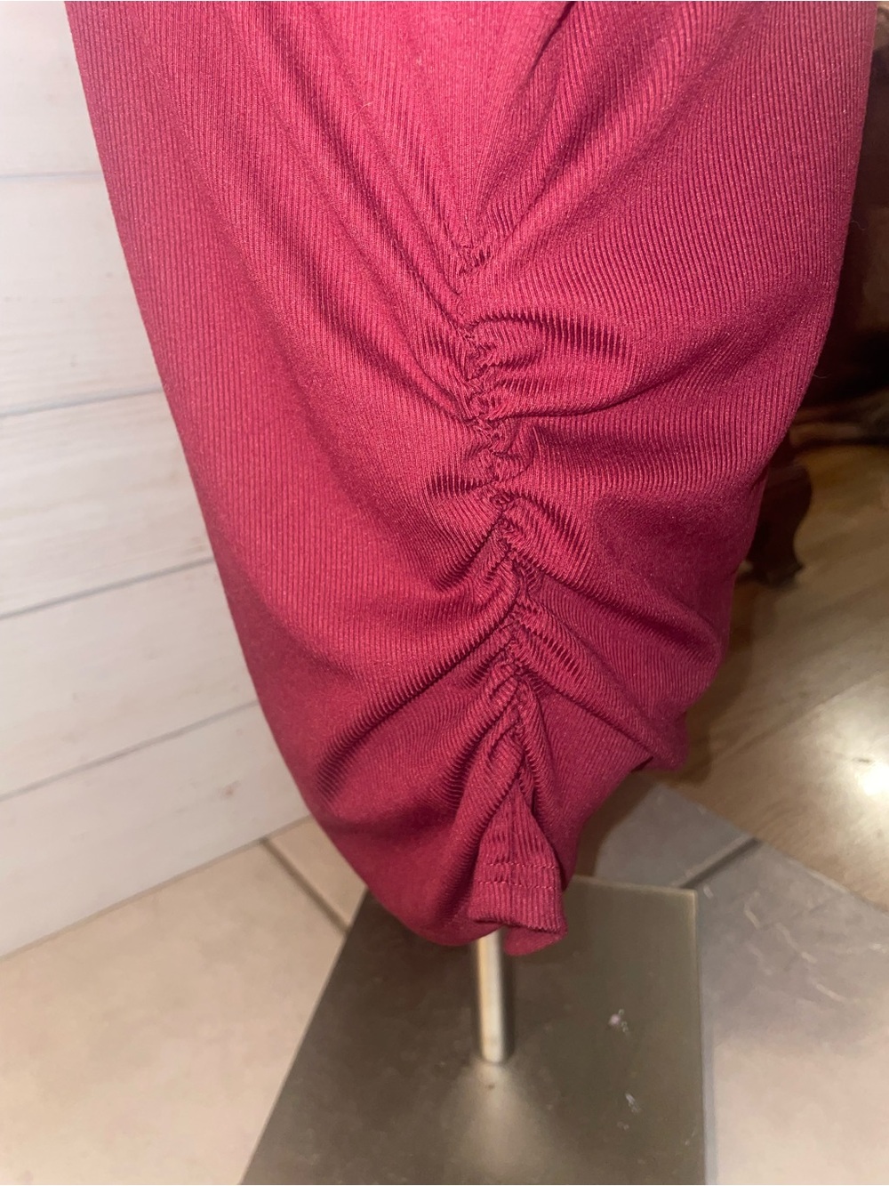 Cider Women's Long Sleeve Boatneck Top in Burgundy - Picture 5 of 6